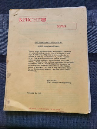 Item #12319 The Market Street Proposition A KFRC News Special Report. Mike Powell