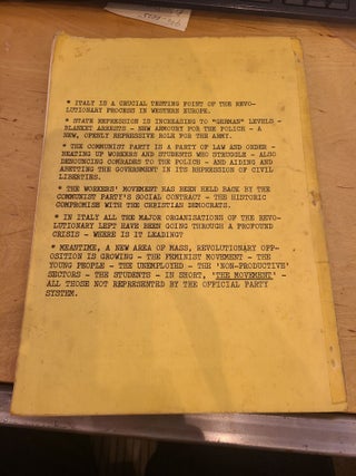 Italy 1977-8 Living With an Earthquake - A Red Notes Pamphlet